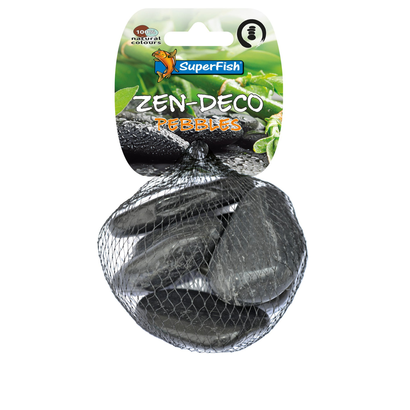 Superfish Zen Pebble Medium zwart 450 gram - decoratiestenen voor aquarium