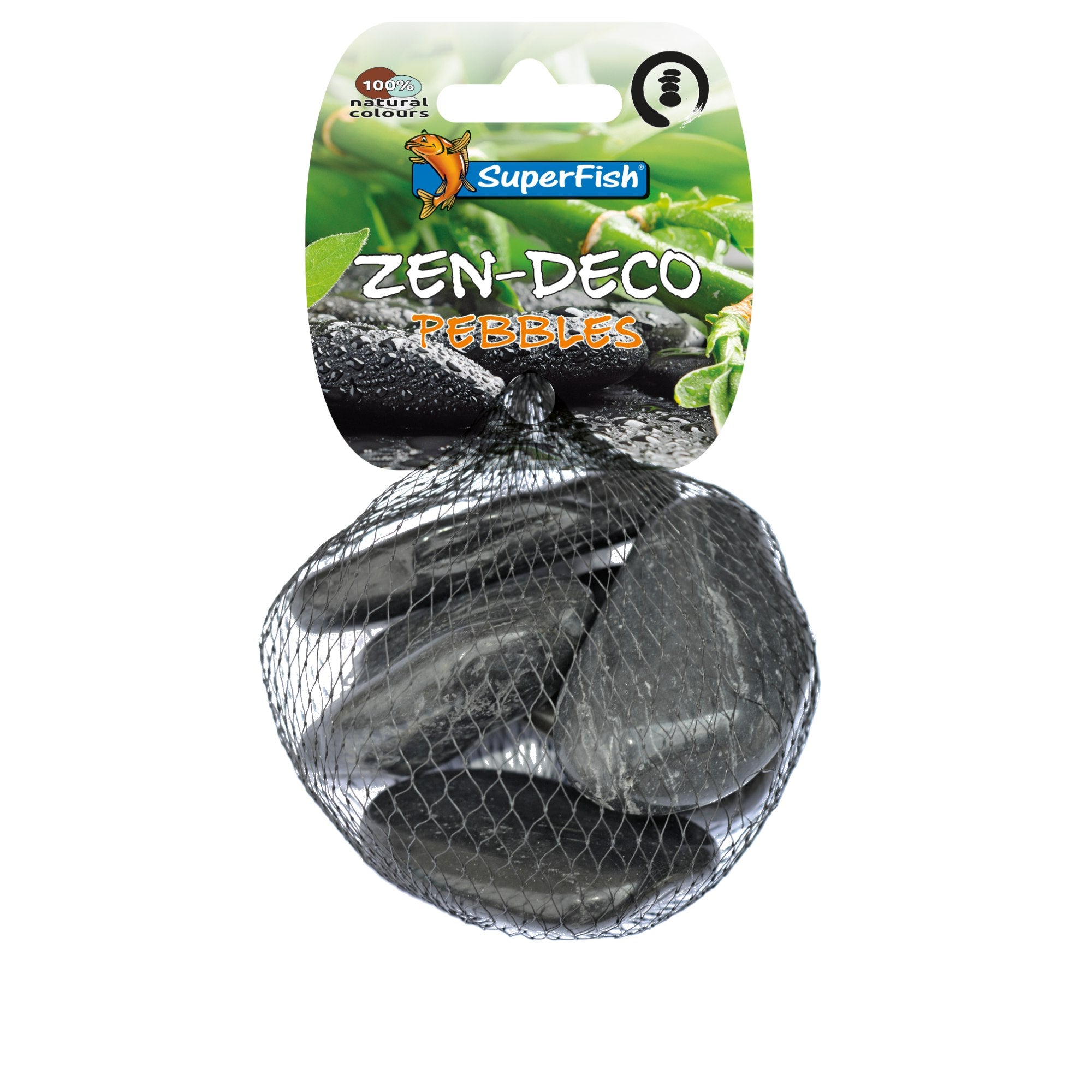 Superfish Zen Pebble Medium zwart 450 gram - decoratiestenen voor aquarium