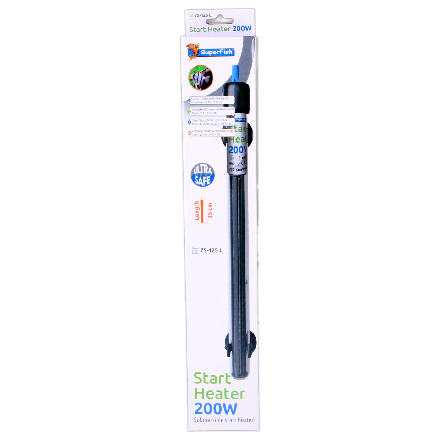 Superfish Start Heater 200W - aquariumverwarmer met thermometer tot 125 liter