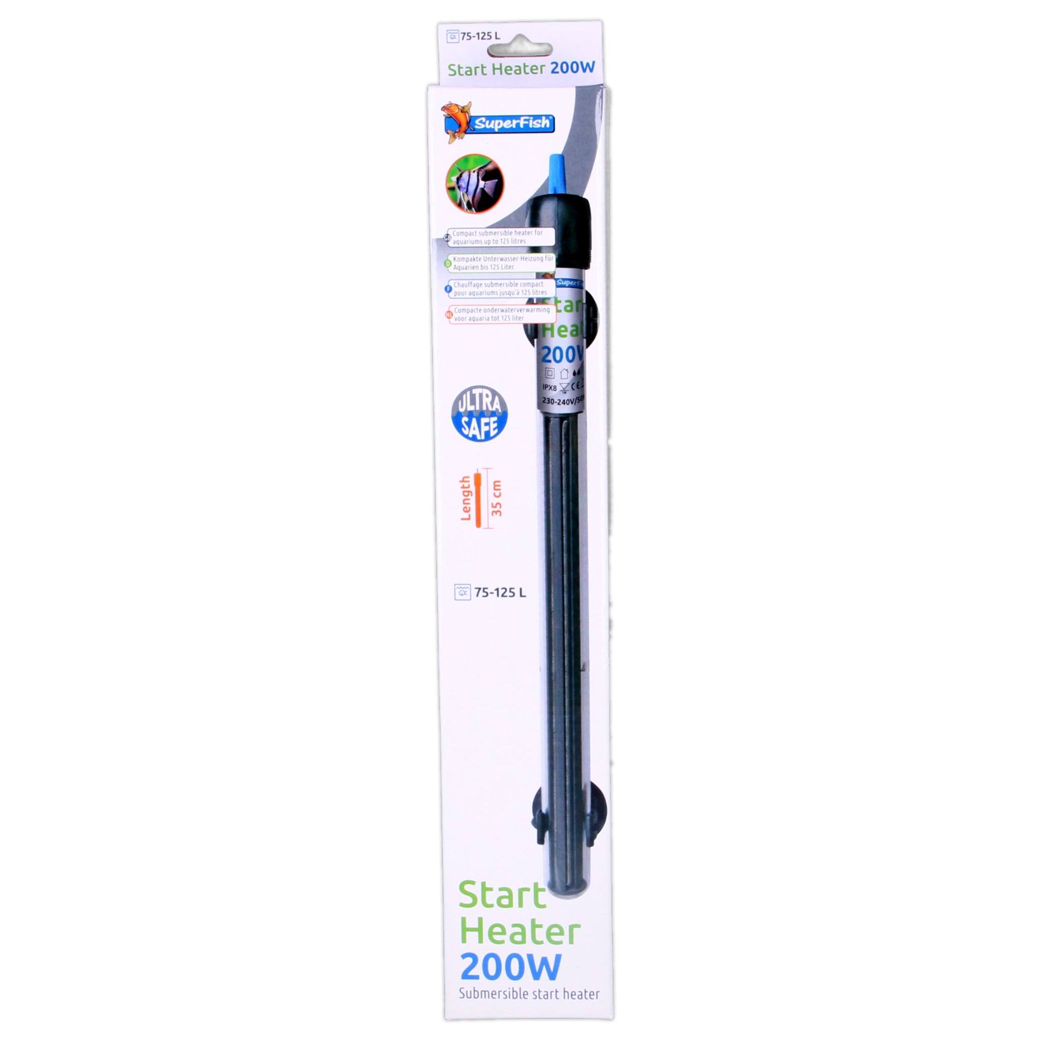 Superfish Start Heater 200W - aquariumverwarmer met thermometer tot 125 liter