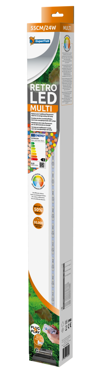 Superfish Retro LED Multi T5 55 cm 24W - RGB LED-verlichting met afstandsbediening voor aquarium