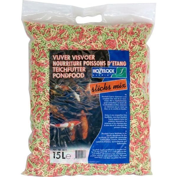 HoZelock Vijversticks 3-kleurenmix 15 liter - Drijvend basisvoer voor alle vijvervissen