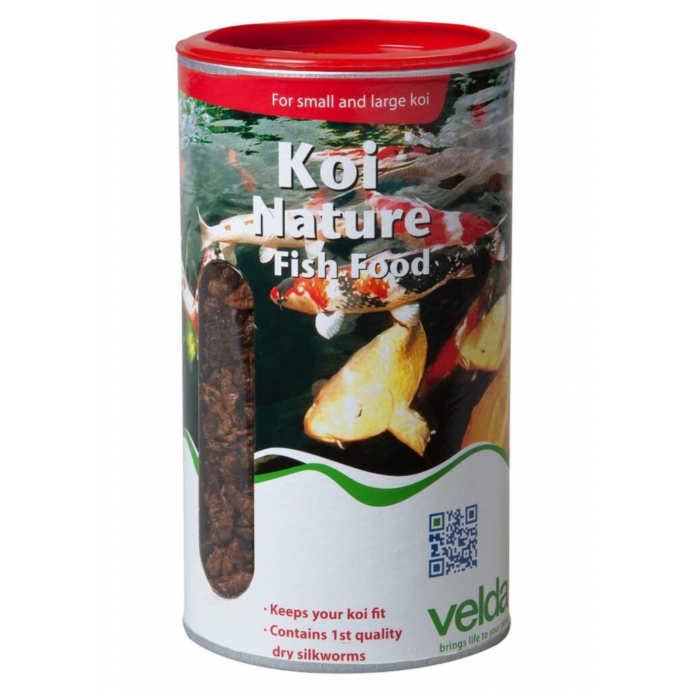 Velda Koi Nature Fish Food 750 g met gedroogde zijderupsen in 2.500 ml bus