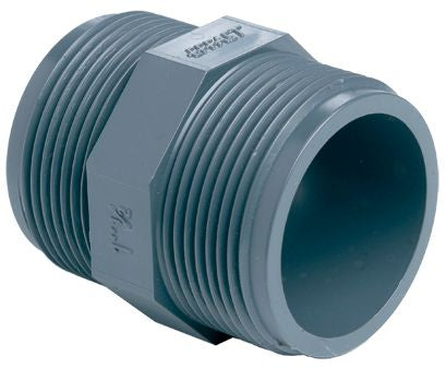 AquaForte Dubbele Nippel Buitendraad 1/4" - PVC fitting, afbeelding 2 PVC Hulpstuk