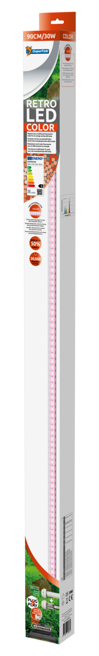 Superfish Retro LED Color T8 en JT5 90 cm 30W - kleurversterkende LED-buis voor aquariumverlichting