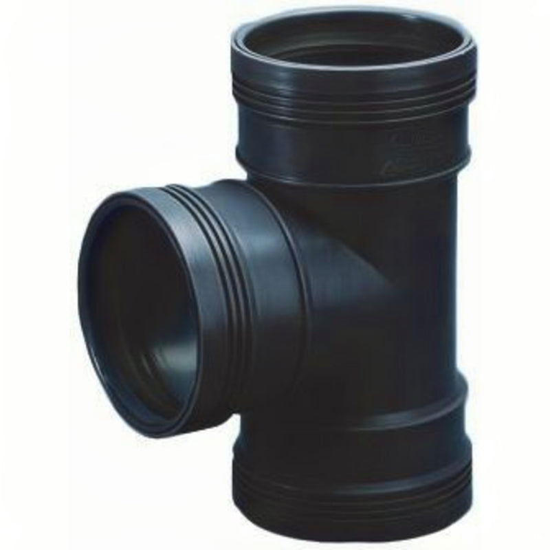 Wavin T-Stuk 88 graden 125 mm 3x Manchet Zwart - PP aftakking voor afvoerleidingen, PVC Hulpstuk bij Vijvercentrum