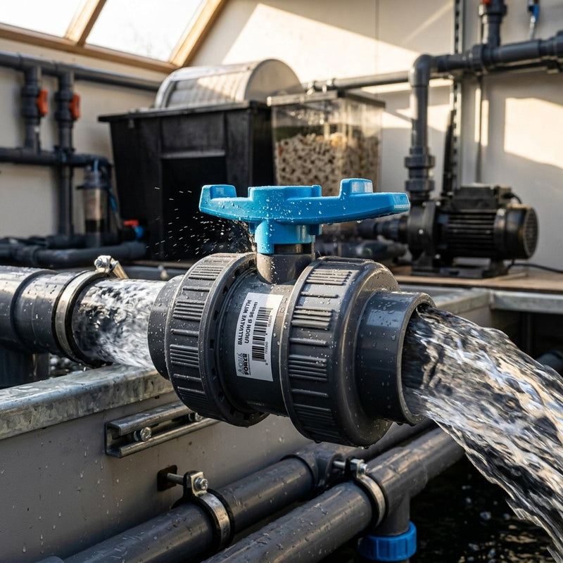 Europond kogelkraan PVC 110 mm dubbele wartel - demonteerbare afsluiter voor grote vijverleidingen, afbeelding 4 Kogelkraan