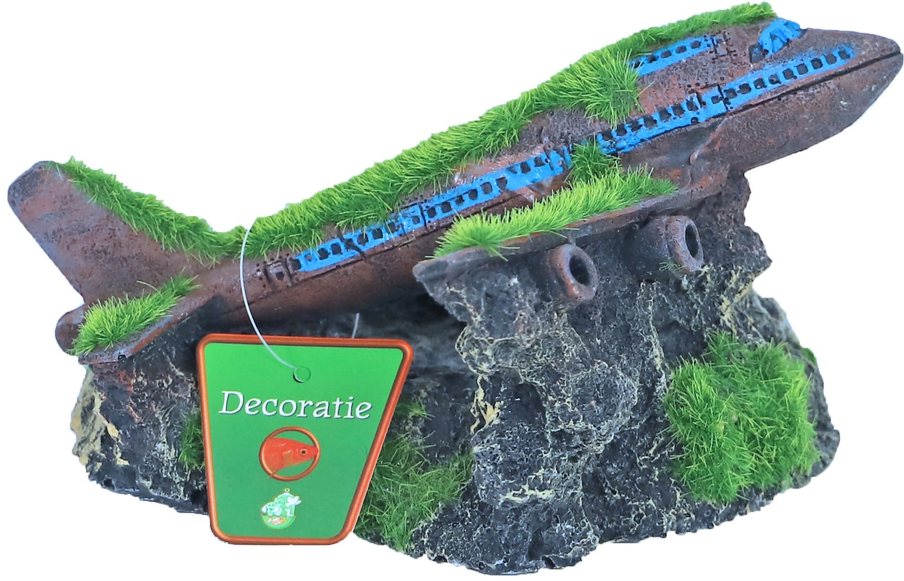 Boon Ornament Vliegtuig met Mos 16,5x12,5cm - Aquariumdecoratie polyresin