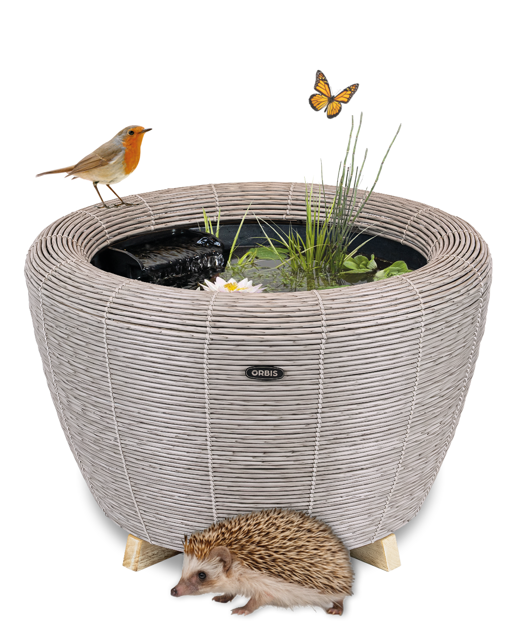 Velda Velda Orbis Mini-Pond Taupe - Terrasvijver 65 liter met waterval en pomp
