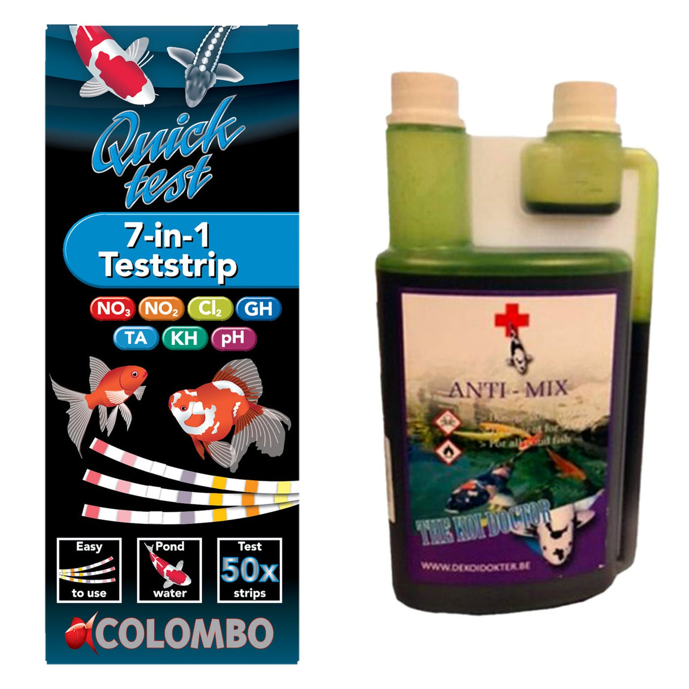 Behandelset - De Koidokter Anti-MIX 1 liter + Colombo Quicktest 6-in-1