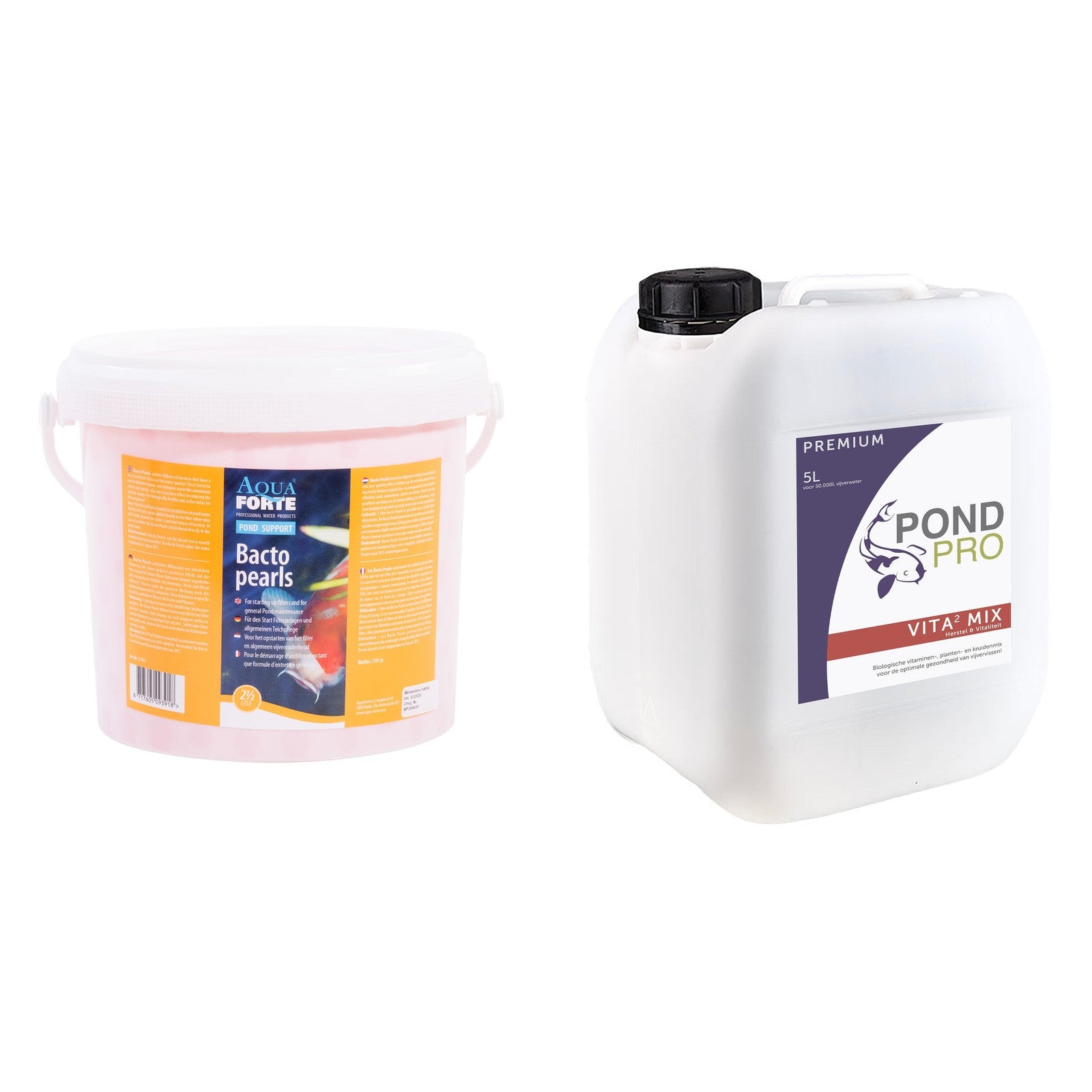 Bacterieduo - AquaForte Bacto Pearls 2,5 liter + Pond Pro Vita2 Mix 5 liter