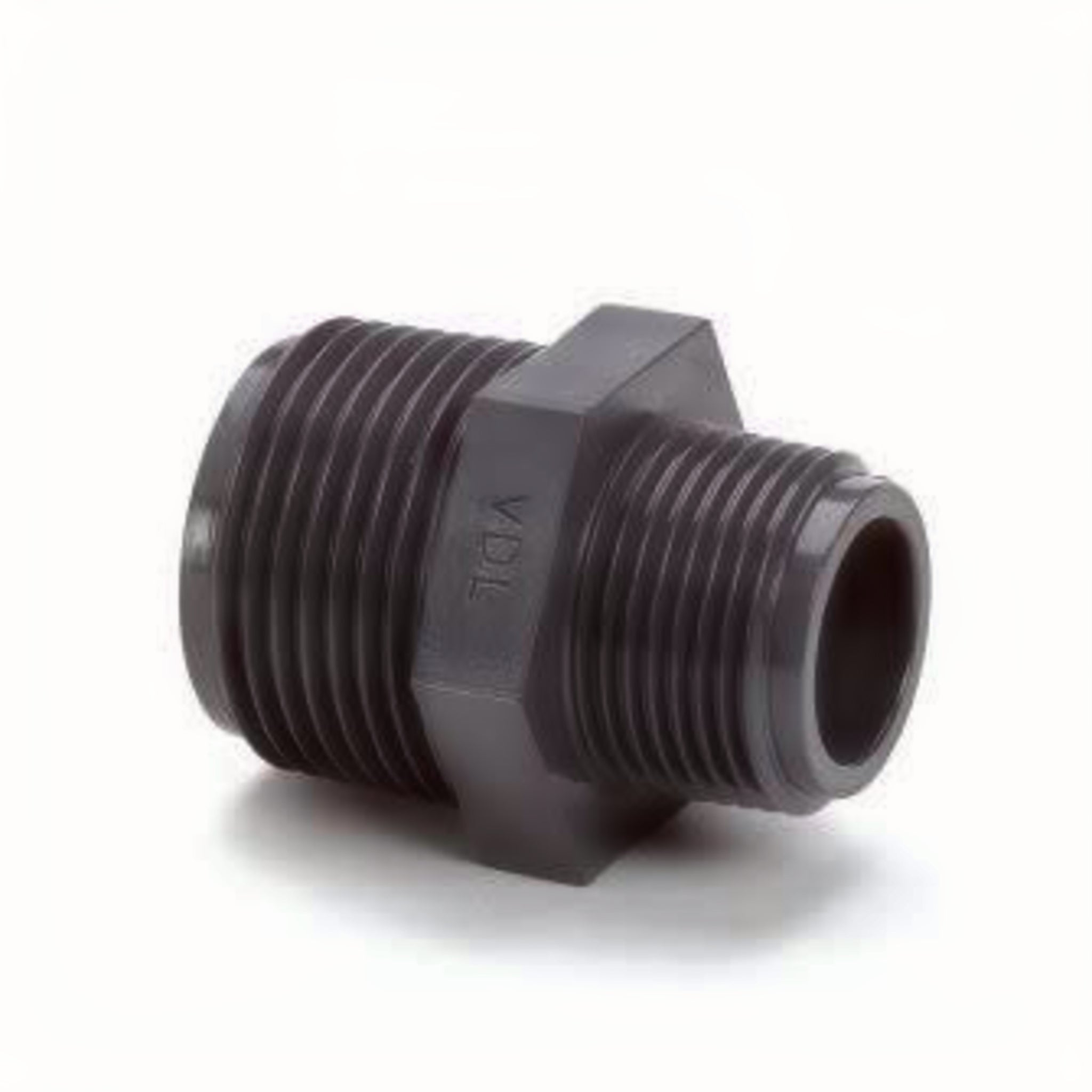 PVC soknippel 2 1/2 inch buitendraad x 2 inch binnendraad PN10