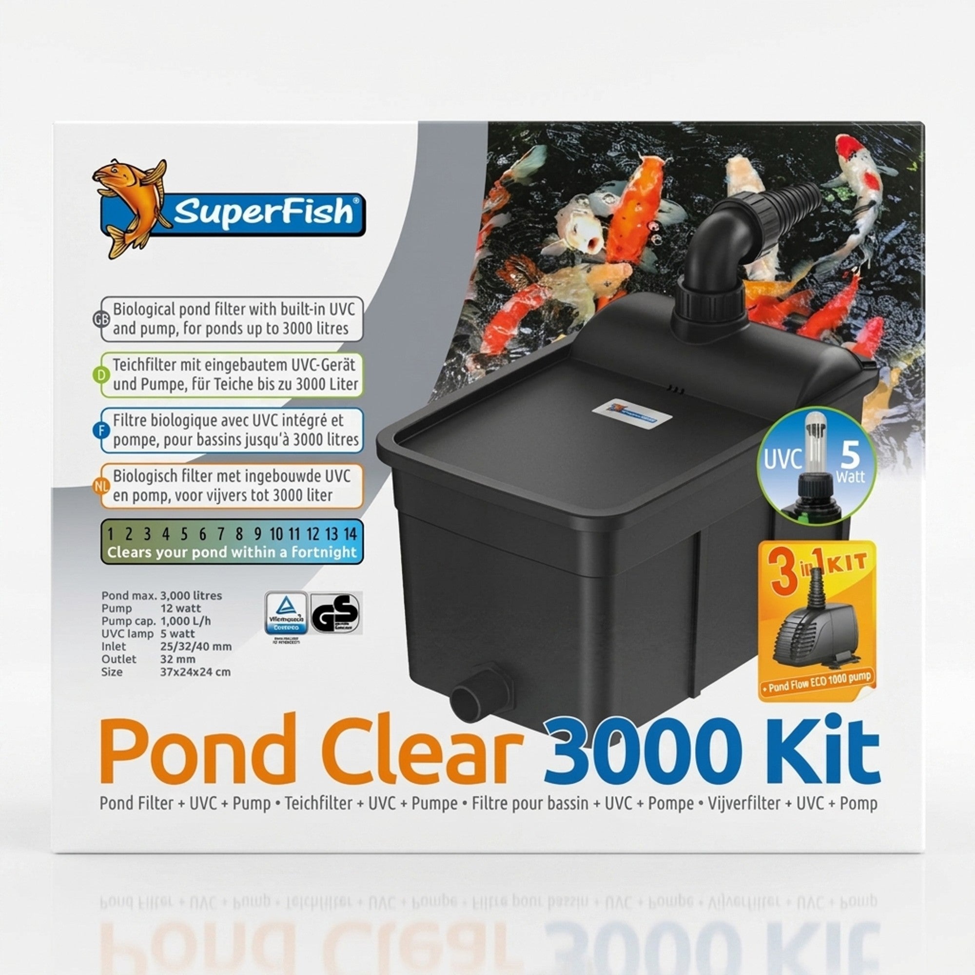 Superfish Pondclear Kit 3000 - Complete vijverfilter met pomp en UV-C 5W