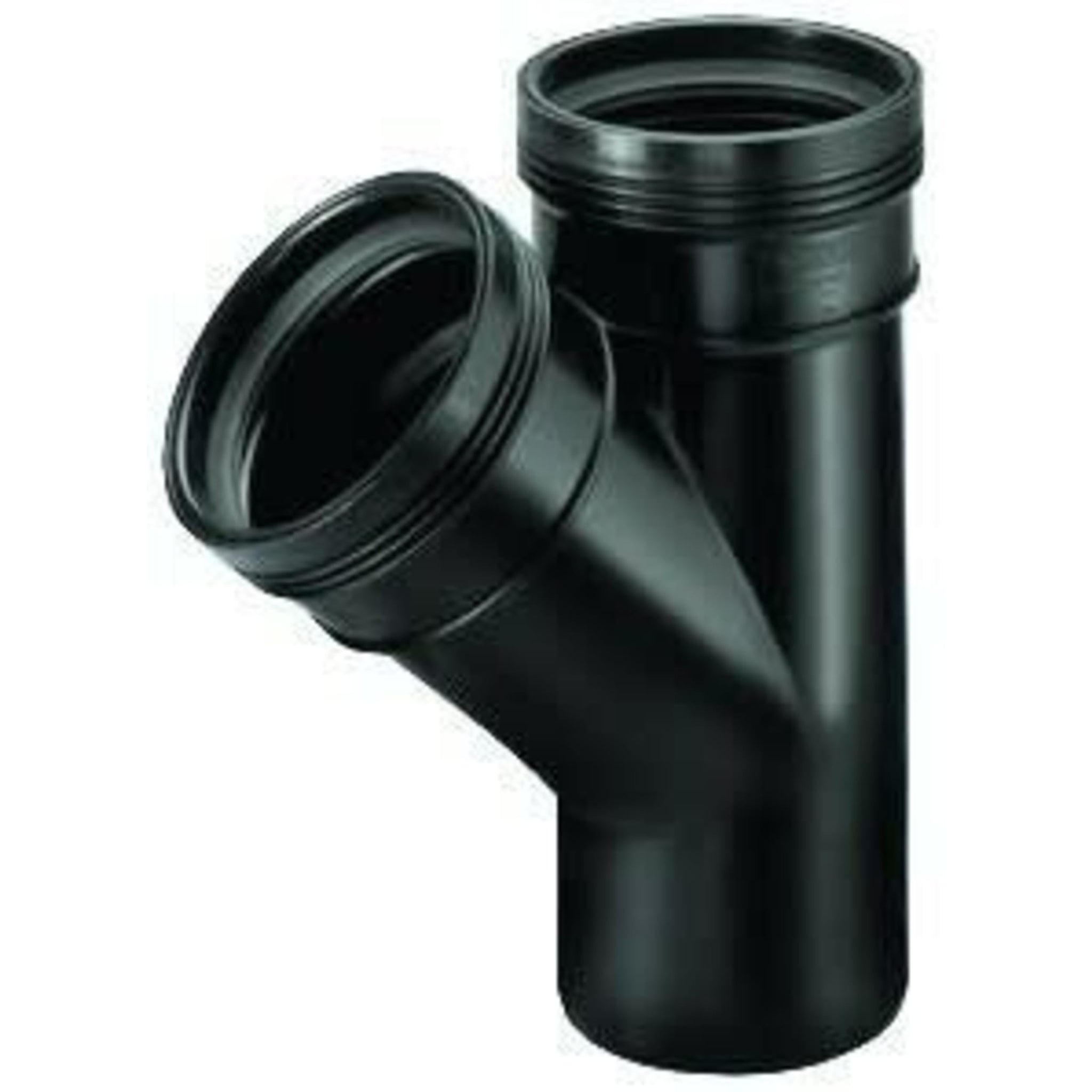 Wavin PP T-stuk 45 graden 75 mm 2x manchet 1x spie zwart - Schuine aftakking voor afvoerleidingen