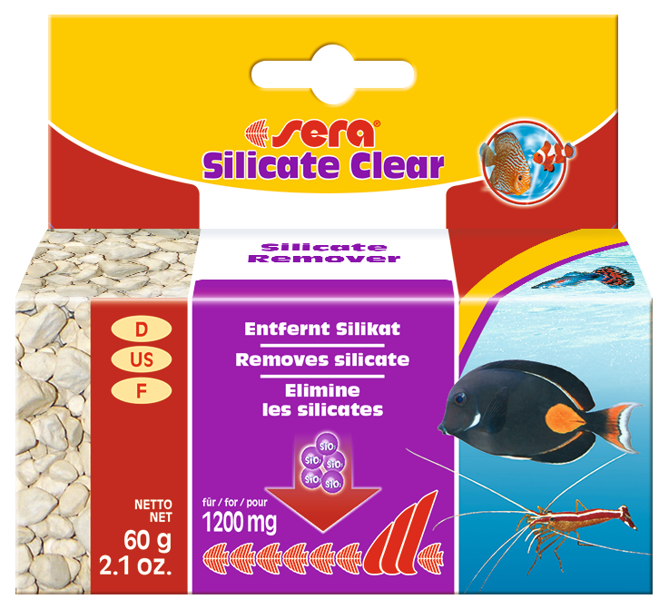 Sera Silicate Clear 60 gram - silicaat verwijderen tegen kiezelwier in aquarium