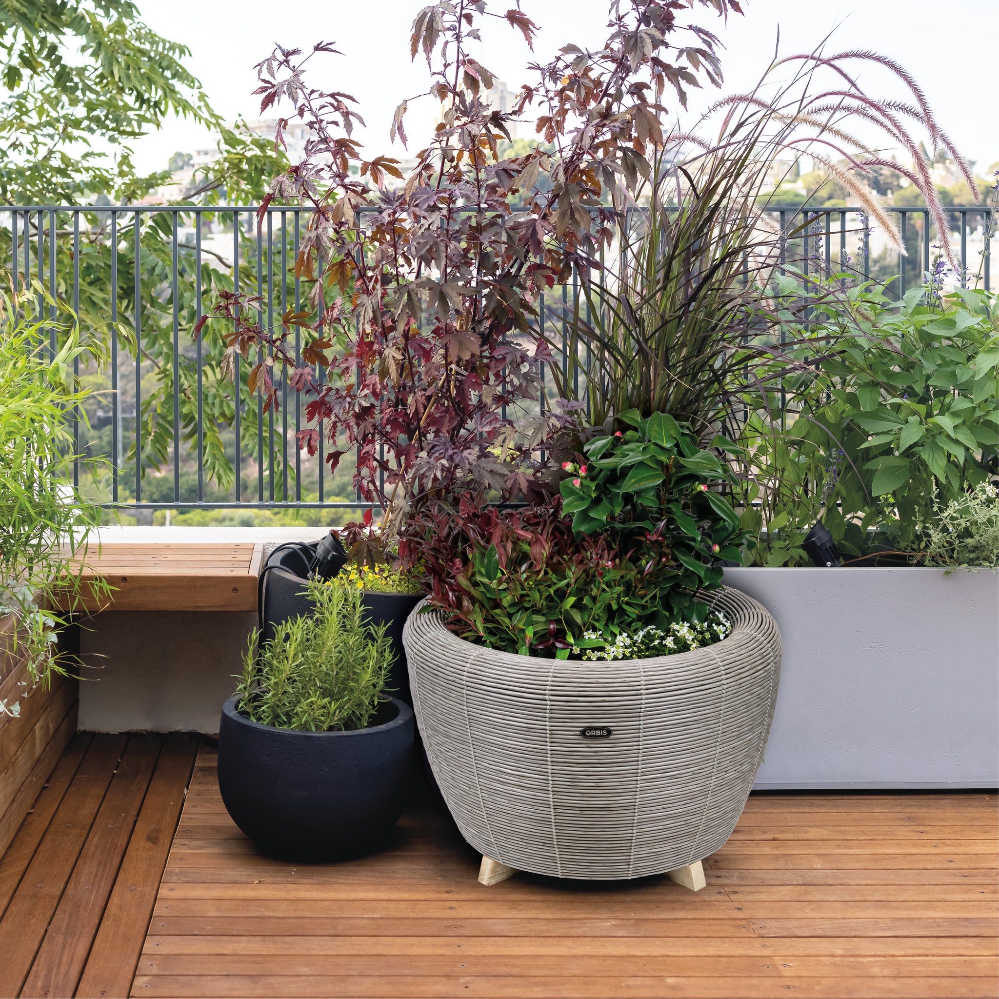 Velda Velda Orbis Planter Taupe - Wicker plantenbak 70 liter voor binnen en buiten