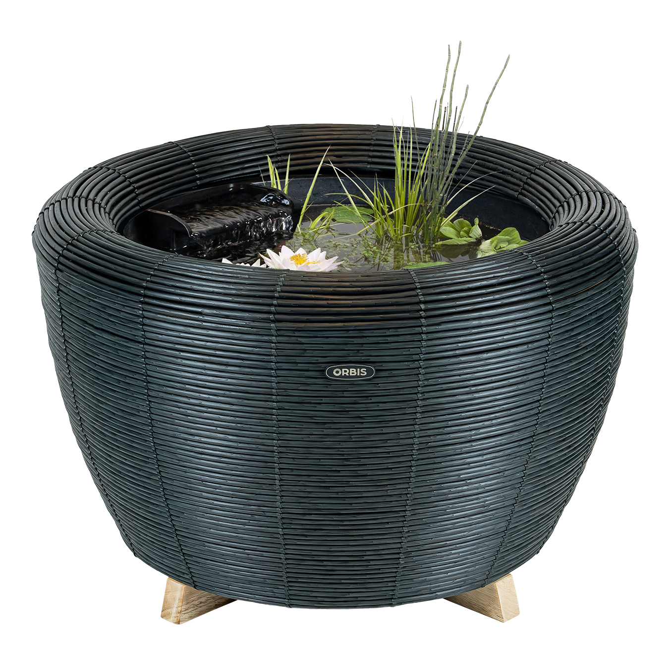 Velda Velda Orbis Mini-Pond Antraciet - Terrasvijver 65 liter met waterval en pomp