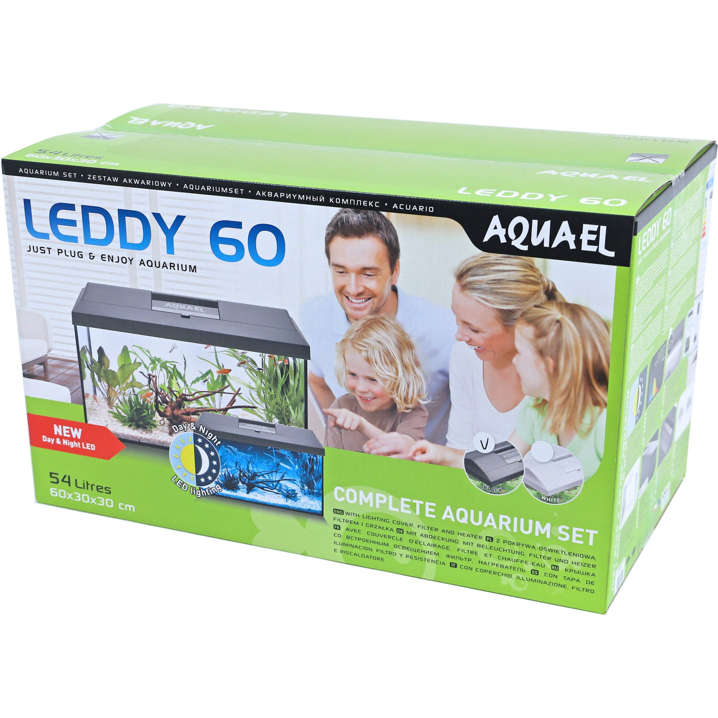 Aquael Leddy 60 Day&Night zwart - compleet aquarium met dag- en nachtverlichting