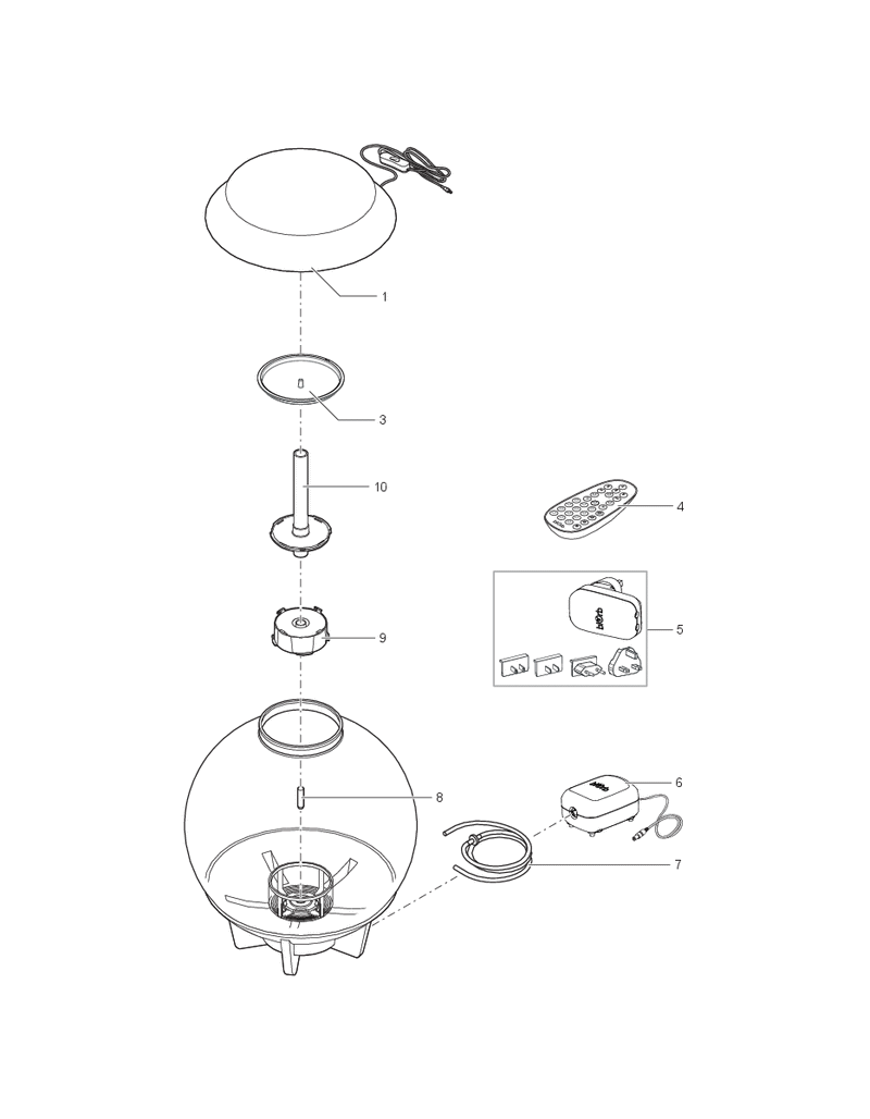 biOrb verdampingsschaal HALO 60 - Origineel Oase condensbescherming voor verlichting, afbeelding 2 Onderdelen