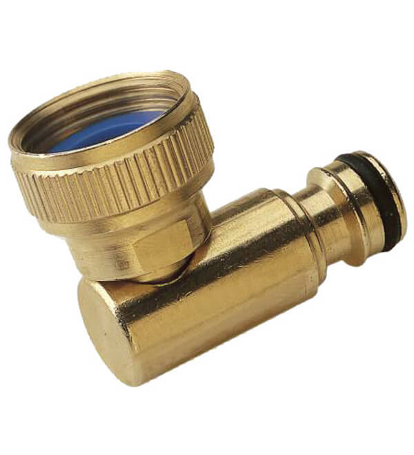 Europond Kraanaansluiting messing 90 graden 3/4" binnendraad x klik - Tuinslangkoppeling