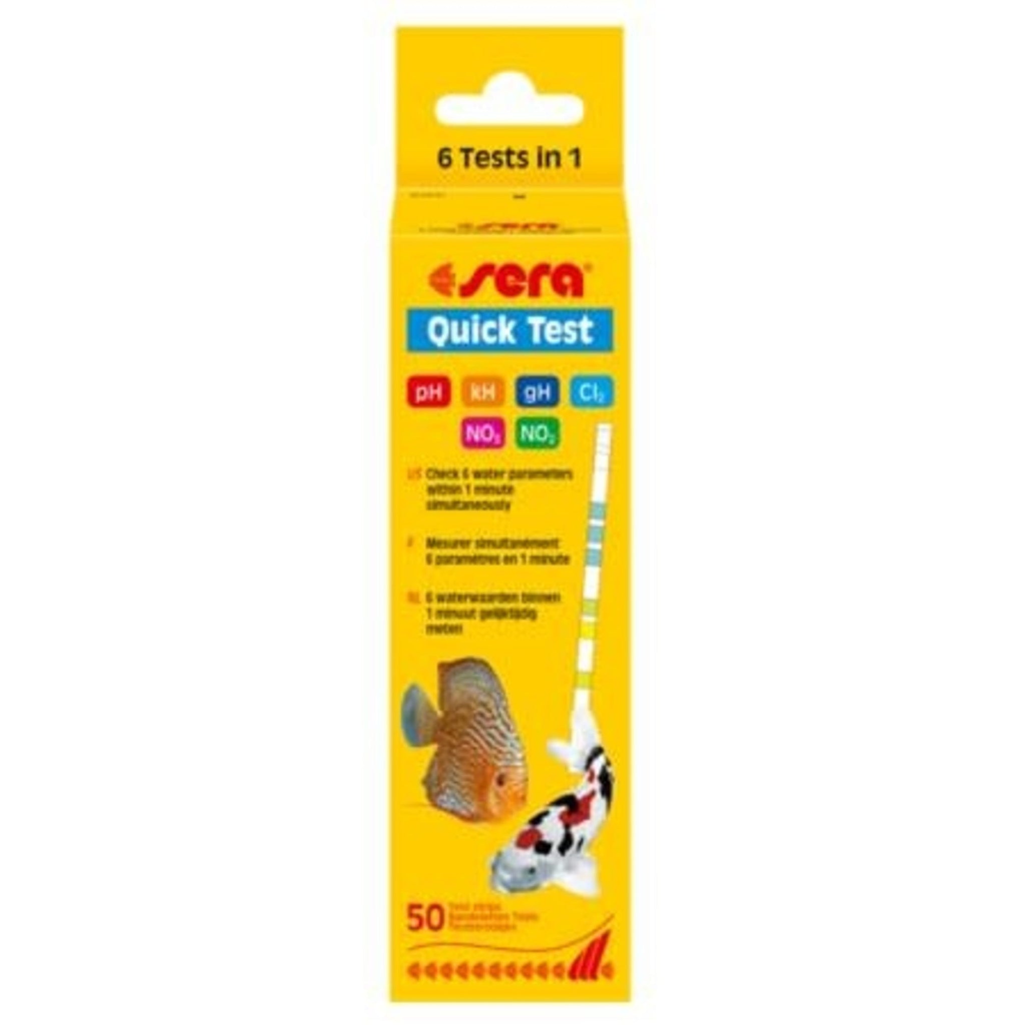 Sera Quick Test 6 in 1 verpakking met 50 teststrips