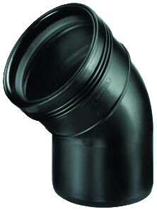 Wavin Bocht PP 45° Spie x Manchet Zwart - 90 mm, afbeelding 2 PP Fitting