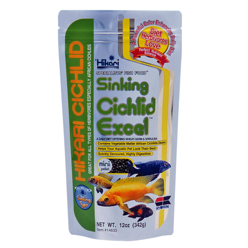 Hikari Cichlid Excel Mini 342 Gram Zinkend - productfoto, Visvoer bij Vijvercentrum