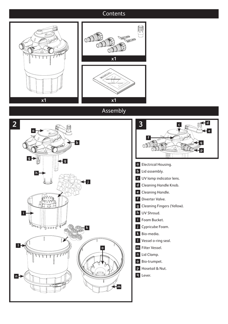 Hozelock Elektrisch binnenwerk voor Bioforce Revolution 12000 - onderdelen diagram, Vijverfilter onderdelen bij Vijvercentrum