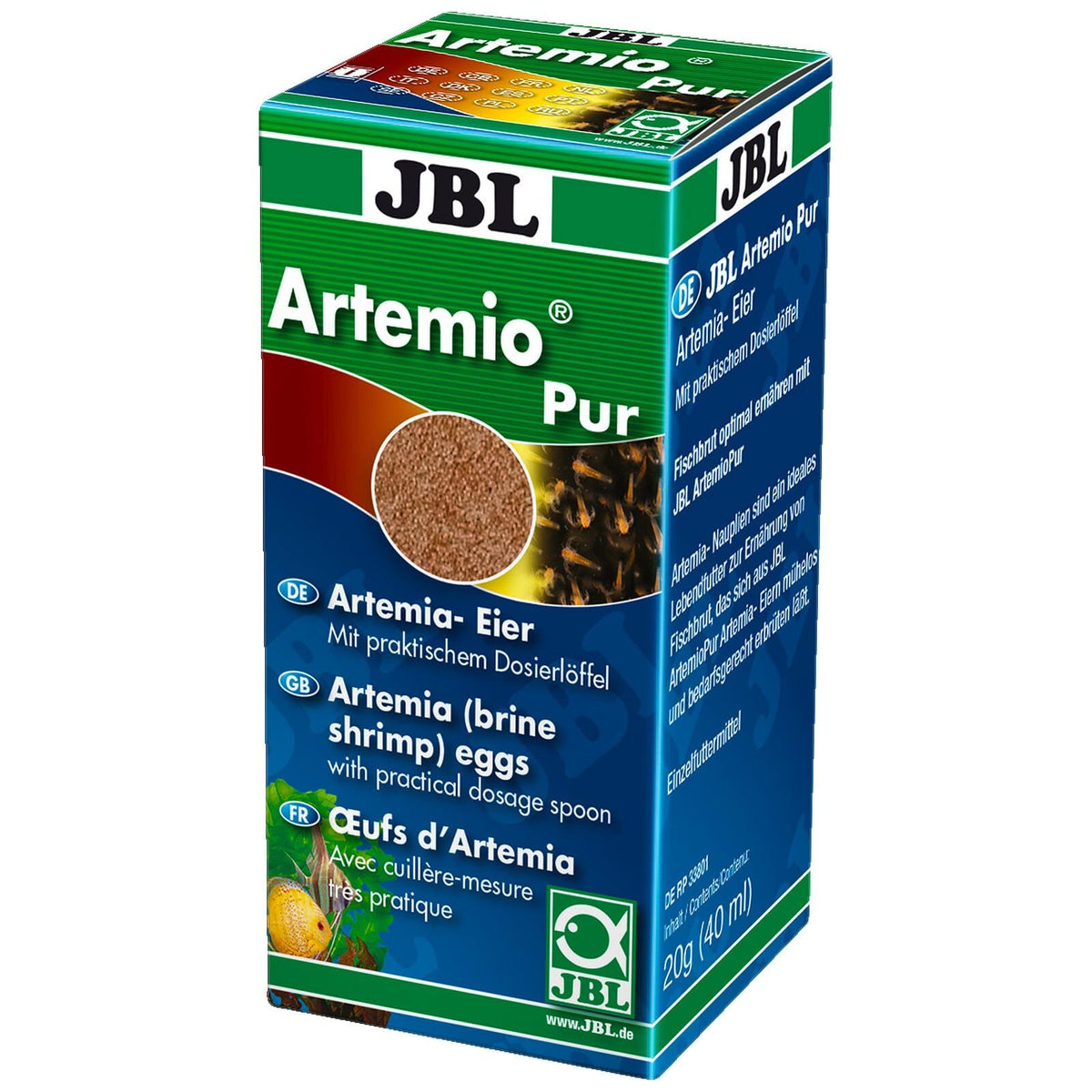 JBL ArtemioPur 40ml verpakking met artemia eieren en doseerlepel art 3090700