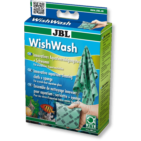 JBL WishWash aquarium reinigingsset met spons en droogdoek verpakking