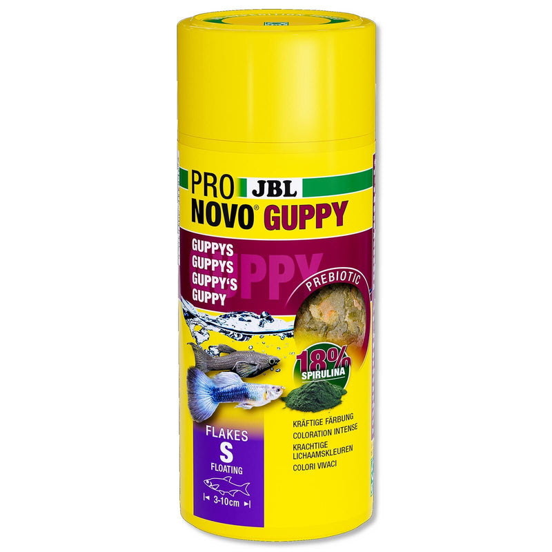 JBL ProNovo Guppy Flakes S Guppy Vlokkenvoer 250ml (3-10 cm) - Retailverpakking 18% Spirulina, Aquariumvoer bij Vijvercentrum