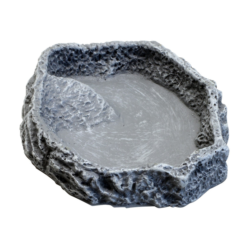 JBL ReptilBar GREY S rotslook voer en drinkschaal studio packshot op witte achtergrond, Terrariumdecoratie bij Vijvercentrum