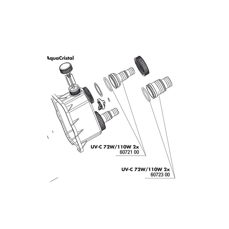 JBL AquaCristal UV-C Slangtulen 1" (2 stuks) voor UV-C 72-110W - Retailverpakking, afbeelding 2 Filteronderdeel