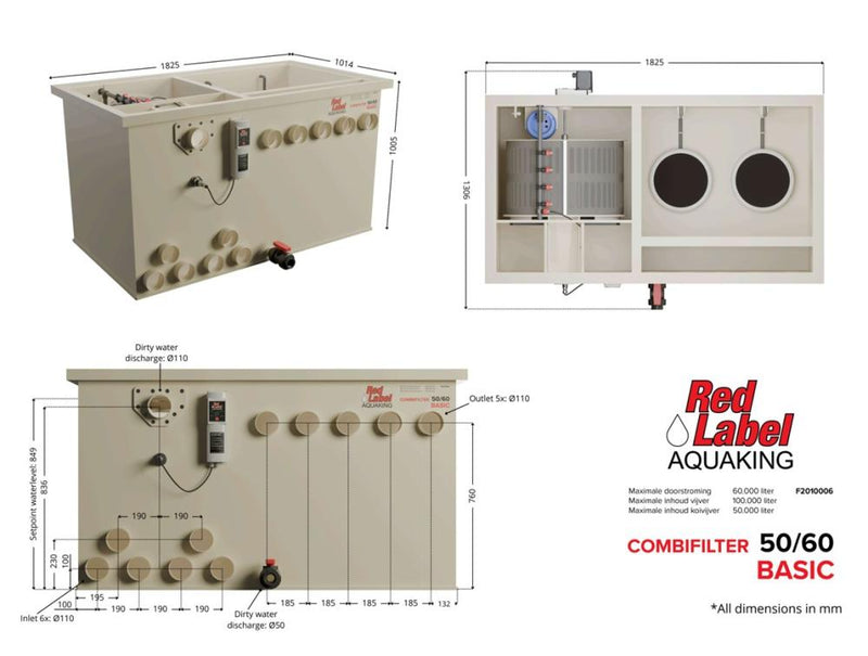 Red Label AquaKing BASIC Combi 50/60 combifilter, technische tekening, afbeelding 4 Combifilter