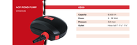 ACP-6500 specificaties: 6.500 l/u, 4 tot 38 W, 3,8 mwk en slangtule voor 1, 1 1/4 en 1 1/2 inch, miniatuur 2