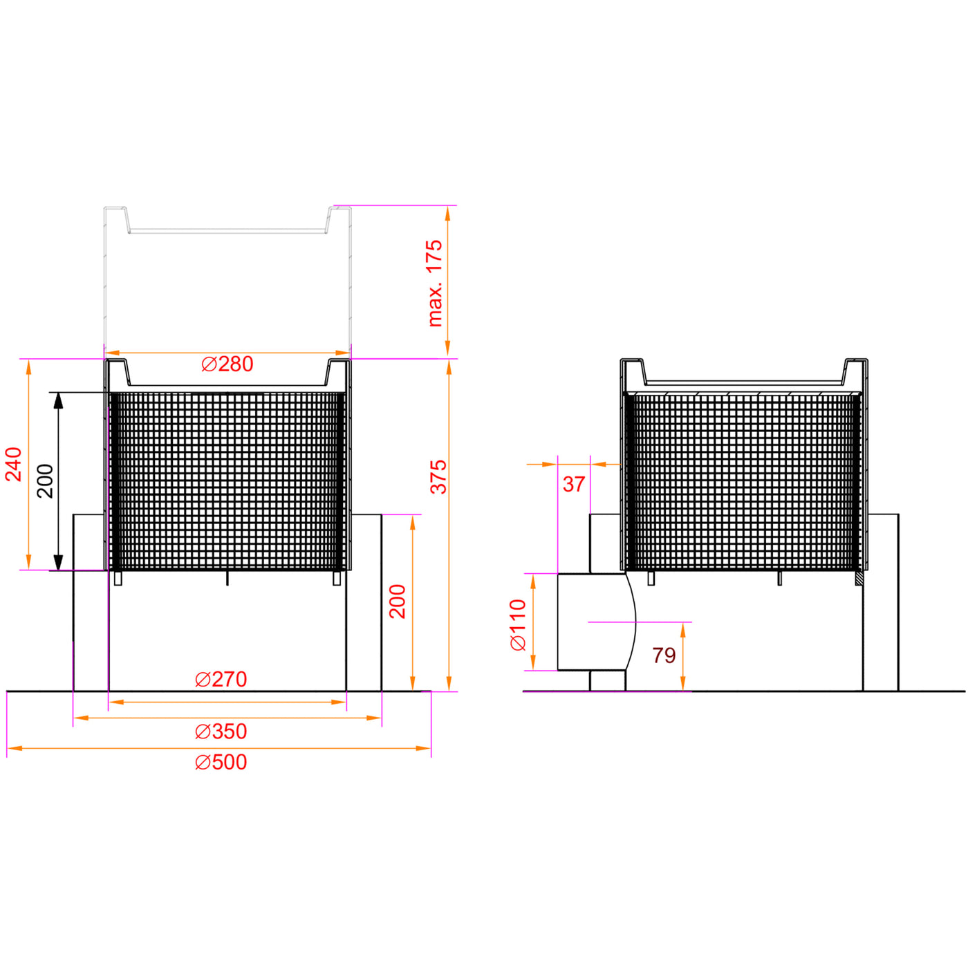 AquaForte RVS Bioskimmer voor Vijver - Ø110mm Aansluiting - SK365 A 61ca