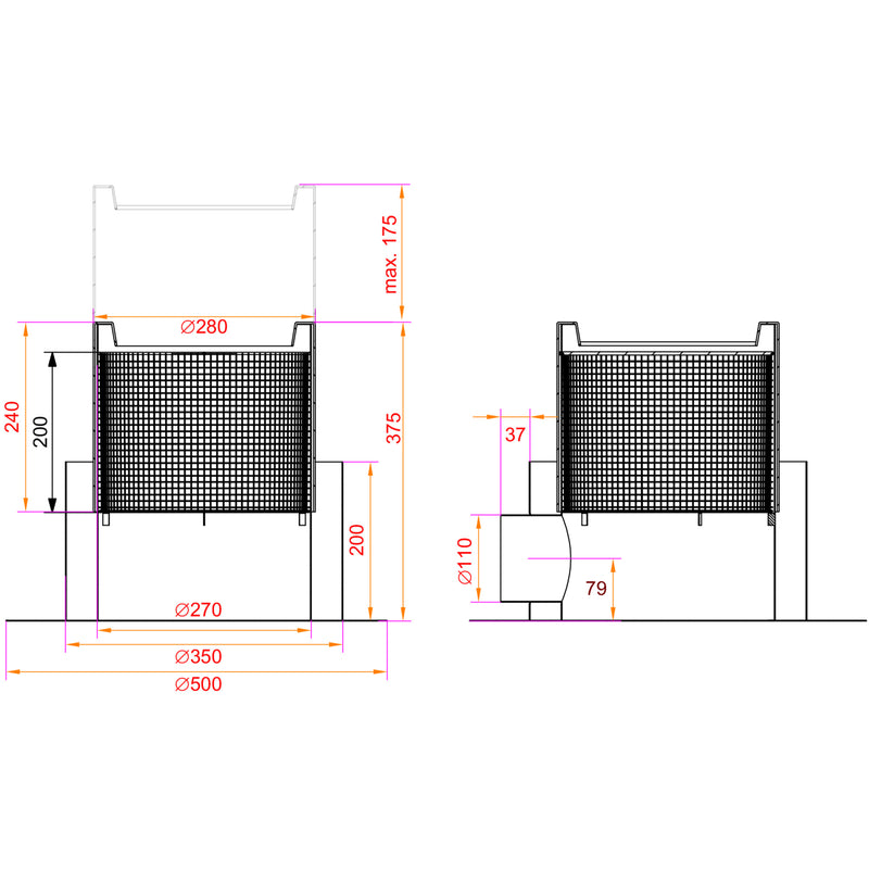 AquaForte RVS Bioskimmer voor Vijver - Ø110mm Aansluiting - SK365 A 61ca, detailaanzicht SKIMMERS