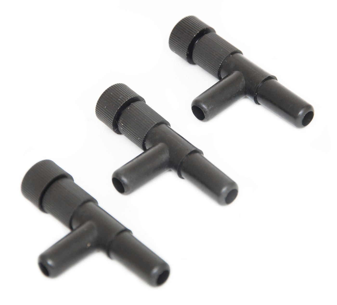 Drie losse Velda Air Tap-regelkranen met aansluitingen voor 6/9 mm luchtslang